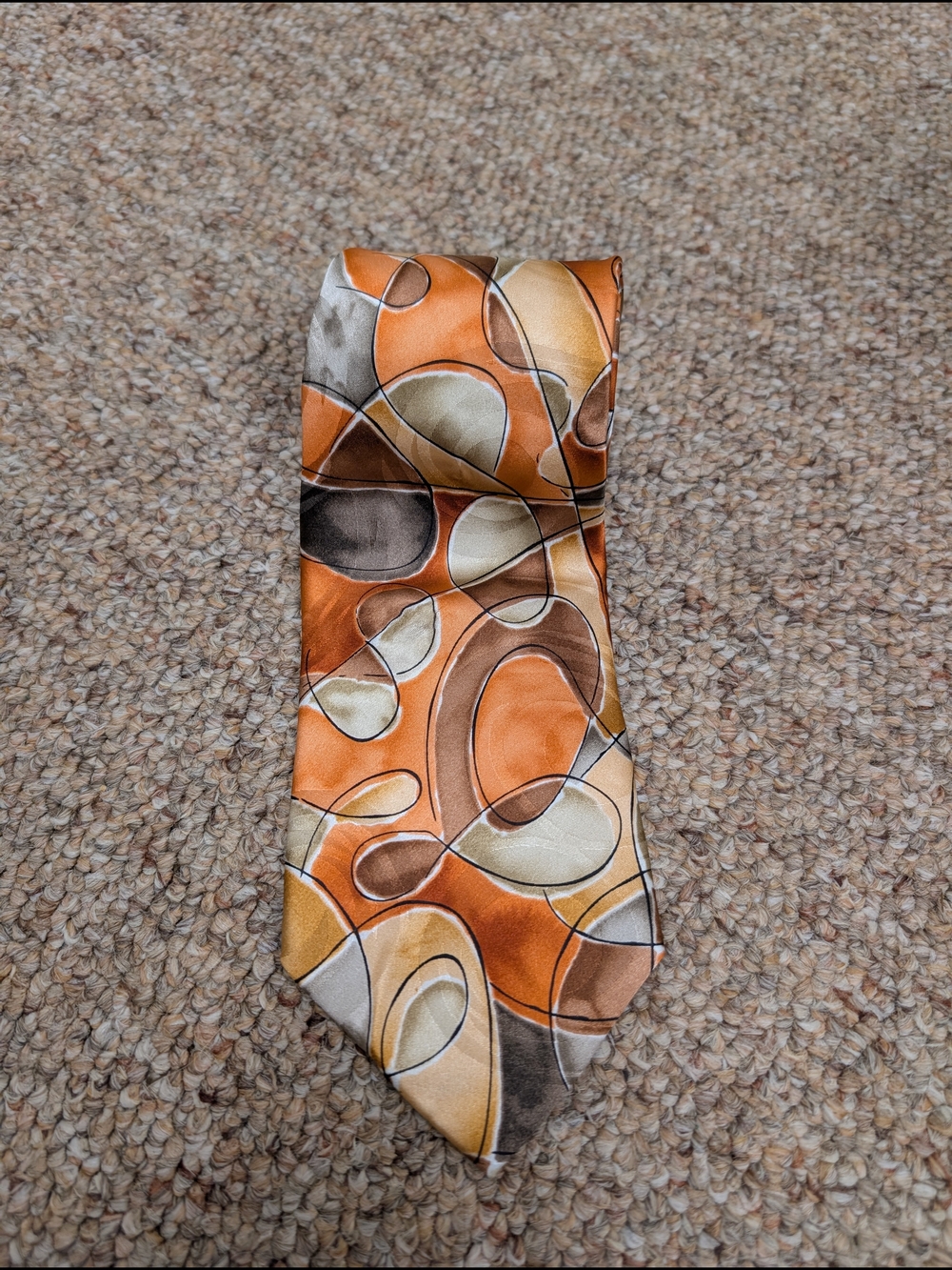 J. Garcia 100% Silk Tie Orange Abstract "Courtyard Performance" Collection 54